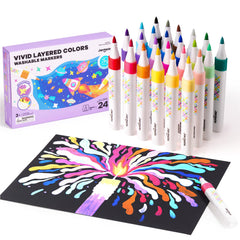 Jar Melo Washable Layered Markers blend vibrant colors on paper for kid art