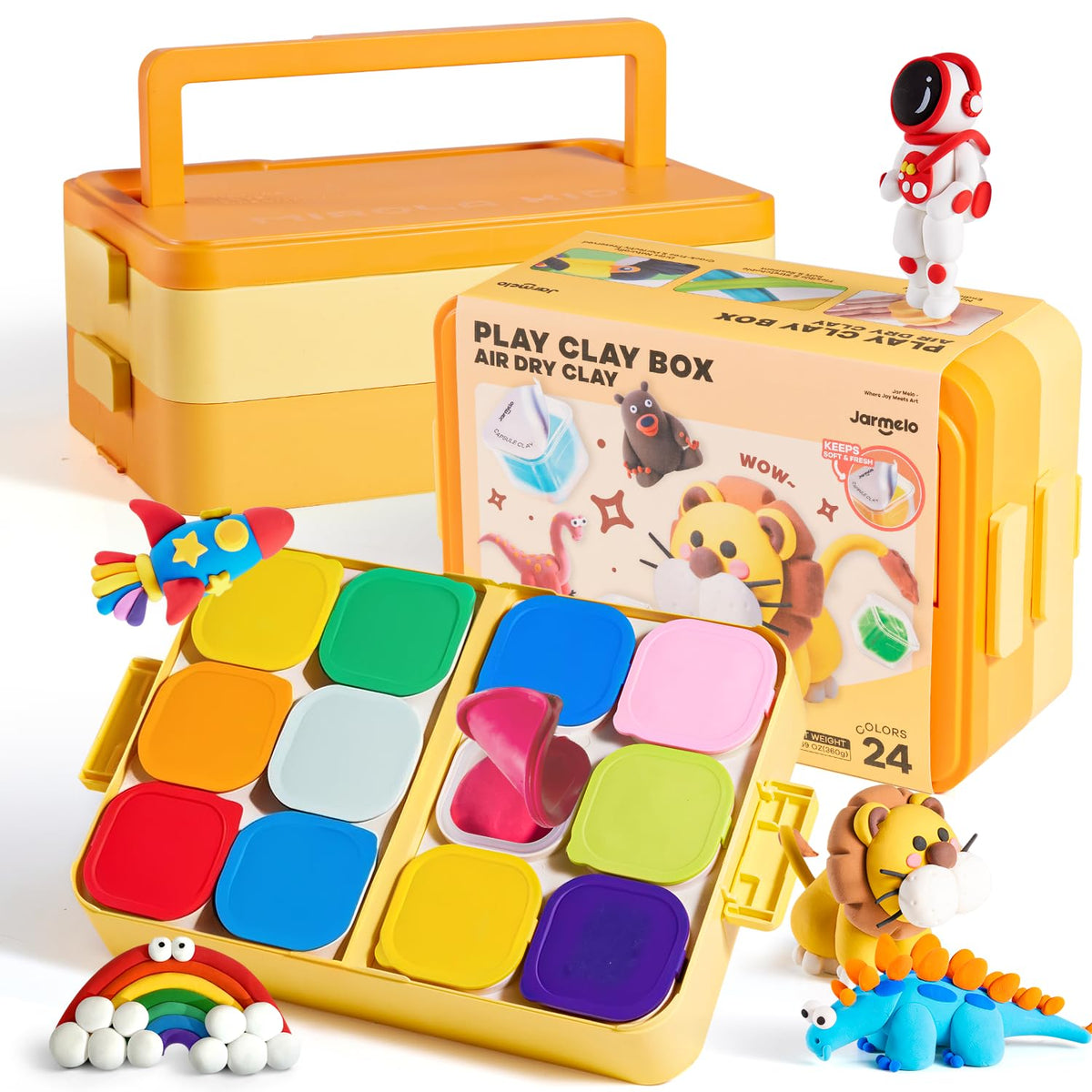 Jar Melo 24-color storage box shows organized colors for easy picking