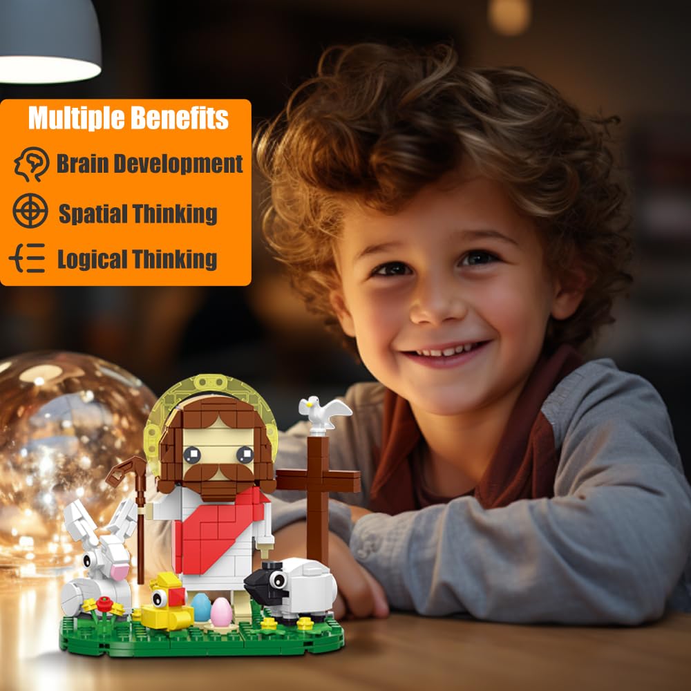 Jarsant Jesus Building Block Set bunnies and chicks detail for Easter decor display