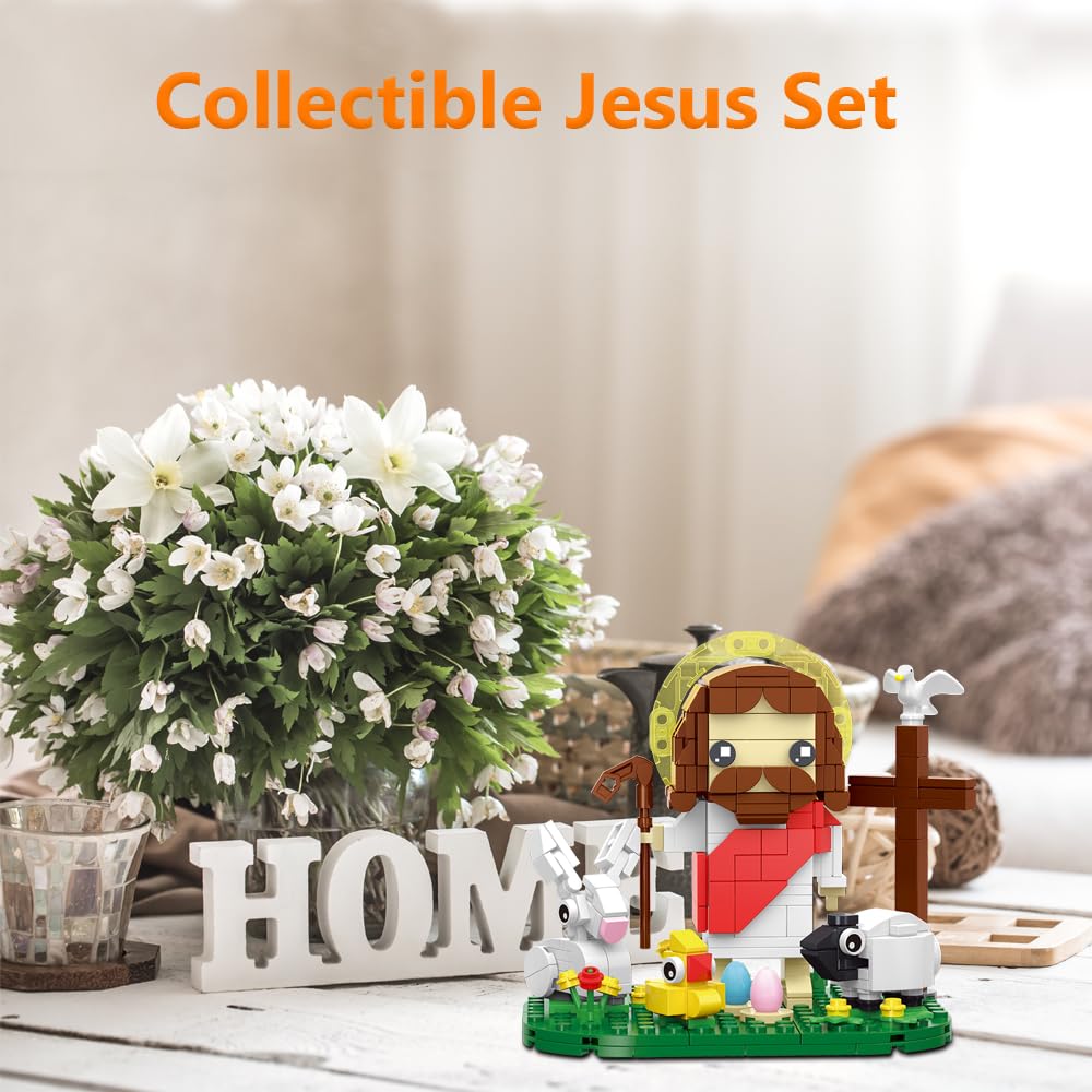 Jarsant Jesus Building Block Set sheep and floral detail adds charm