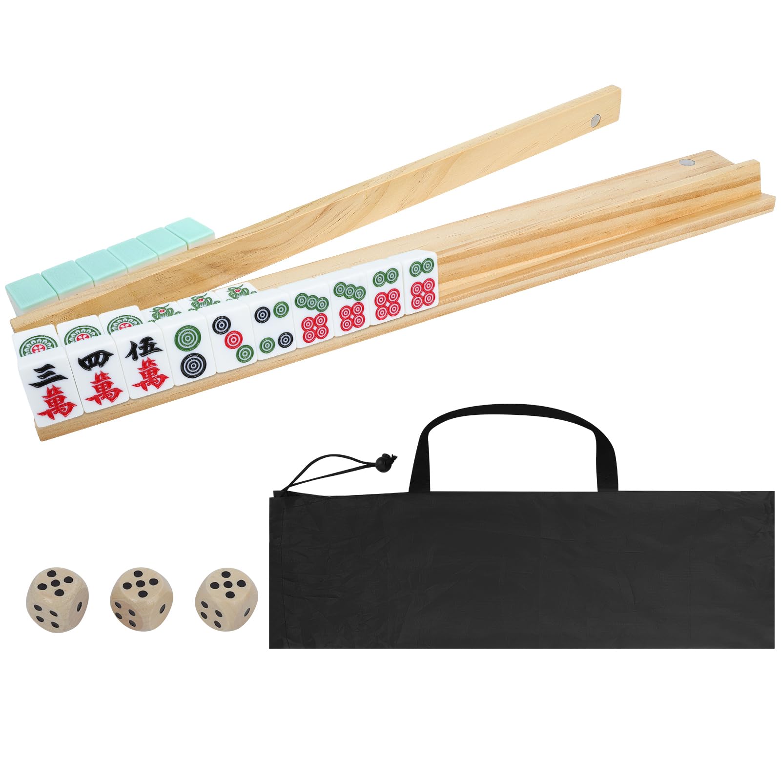 JARTEEK Mahjong racks with pushers set of four shown for an organized, ready-to-play tabletop setup.