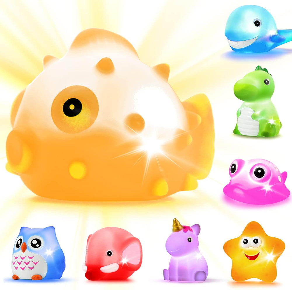 JASNKKONT 8pc floating animals illuminate during bath time for engaging play