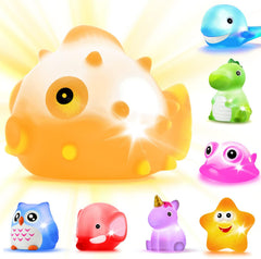 JASNKKONT 8pc floating animals illuminate during bath time for engaging play