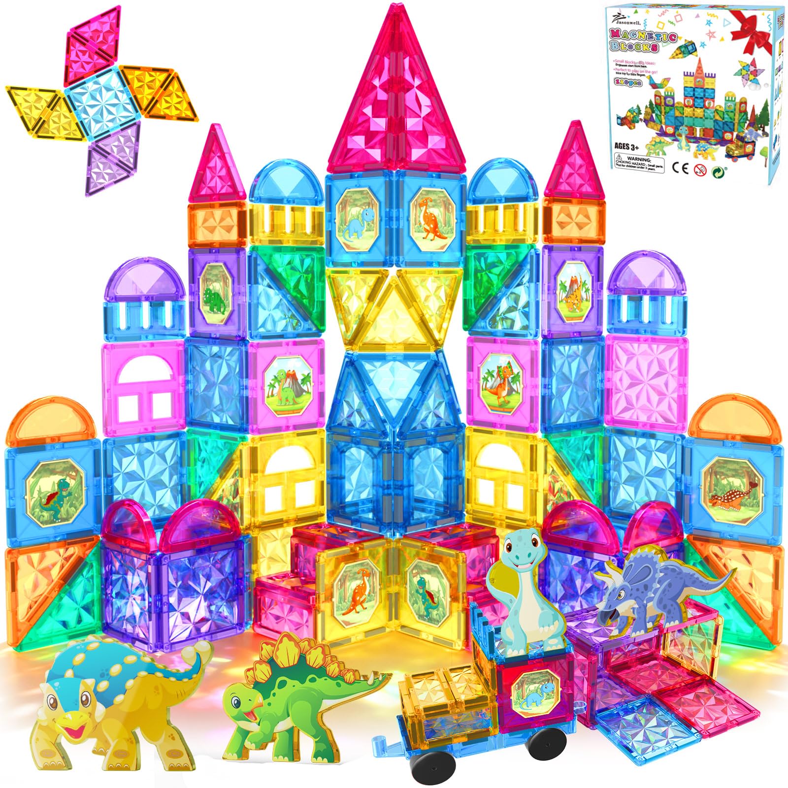 Jasonwell 110pcs magnetic tiles set for versatile building and early STEM exploration