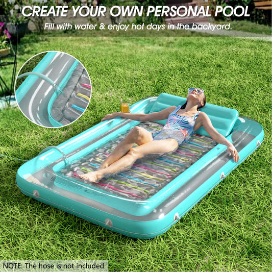 Jasonwell lounger shows air cushion base for extra comfort on water.