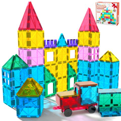 Jasonwell 65pcs magnetic tiles box set promotes creative play and easy storage