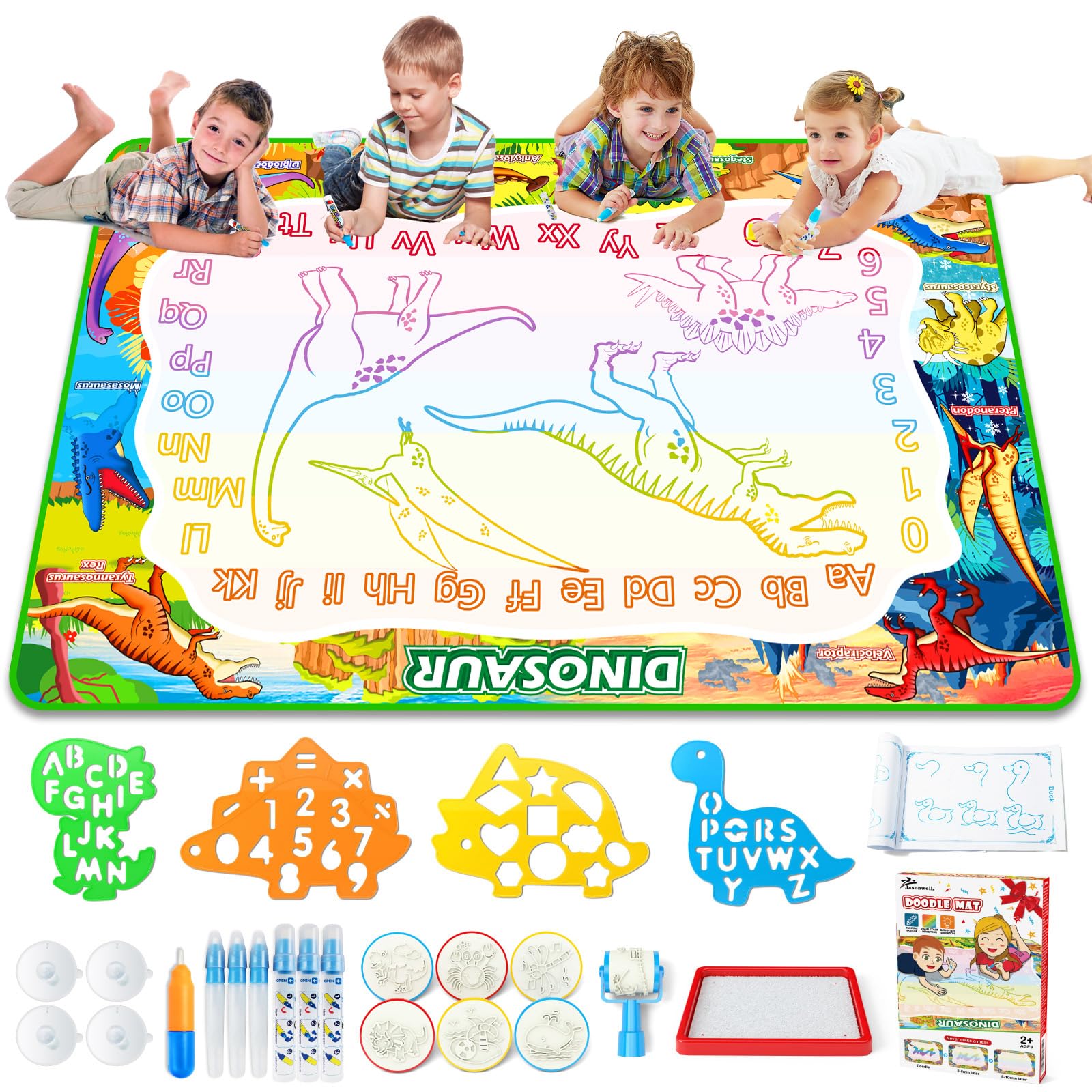 Jasonwell Aqua Water Doodle Mat offers a large 60x40-inch doodle area for kids