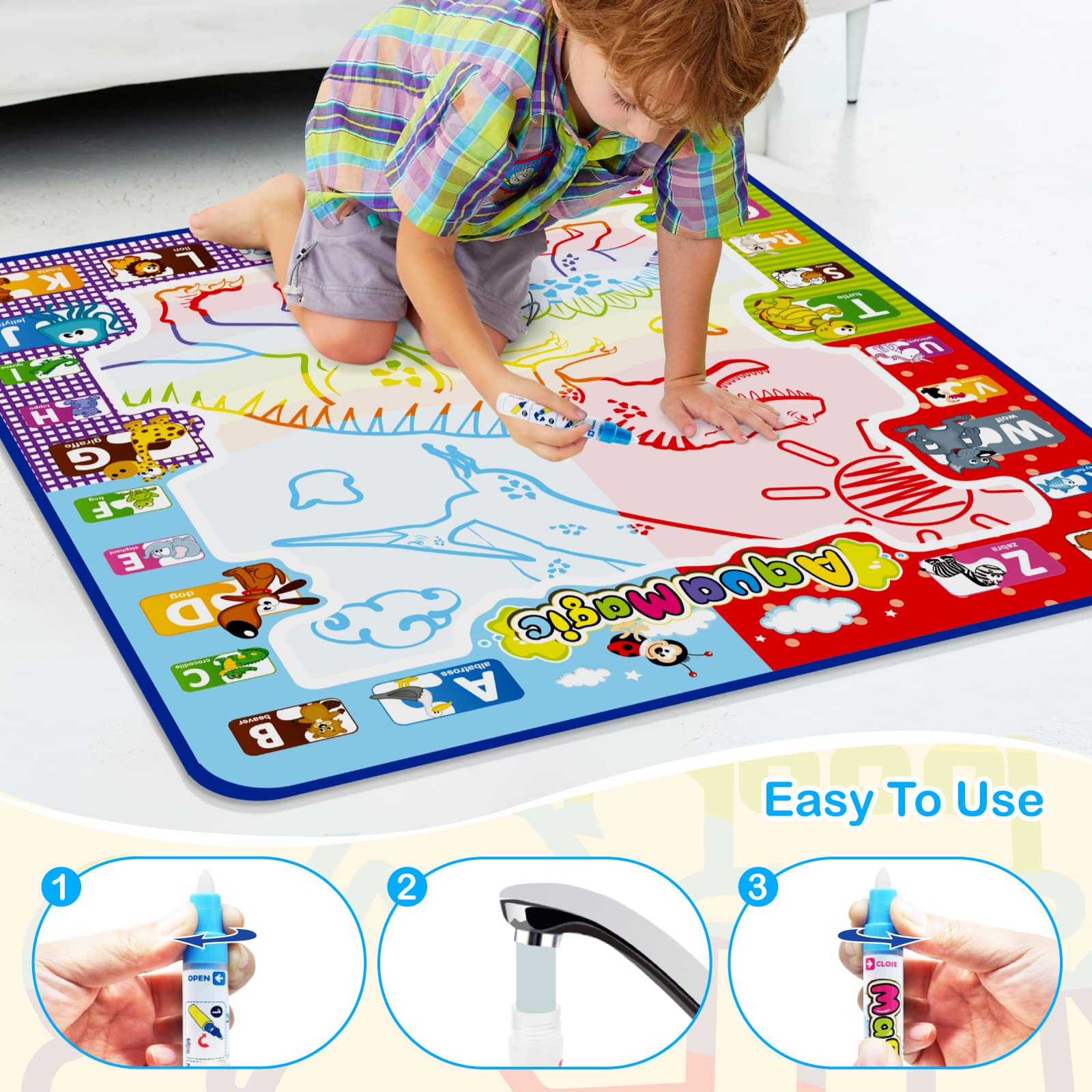 Jasonwell Aqua Water Doodle Mat in use with ongoing doodling session