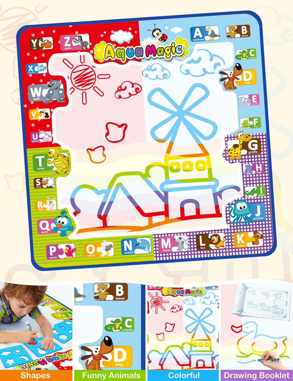 Jasonwell Aqua Water Doodle Mat alphabet edge for letter practice