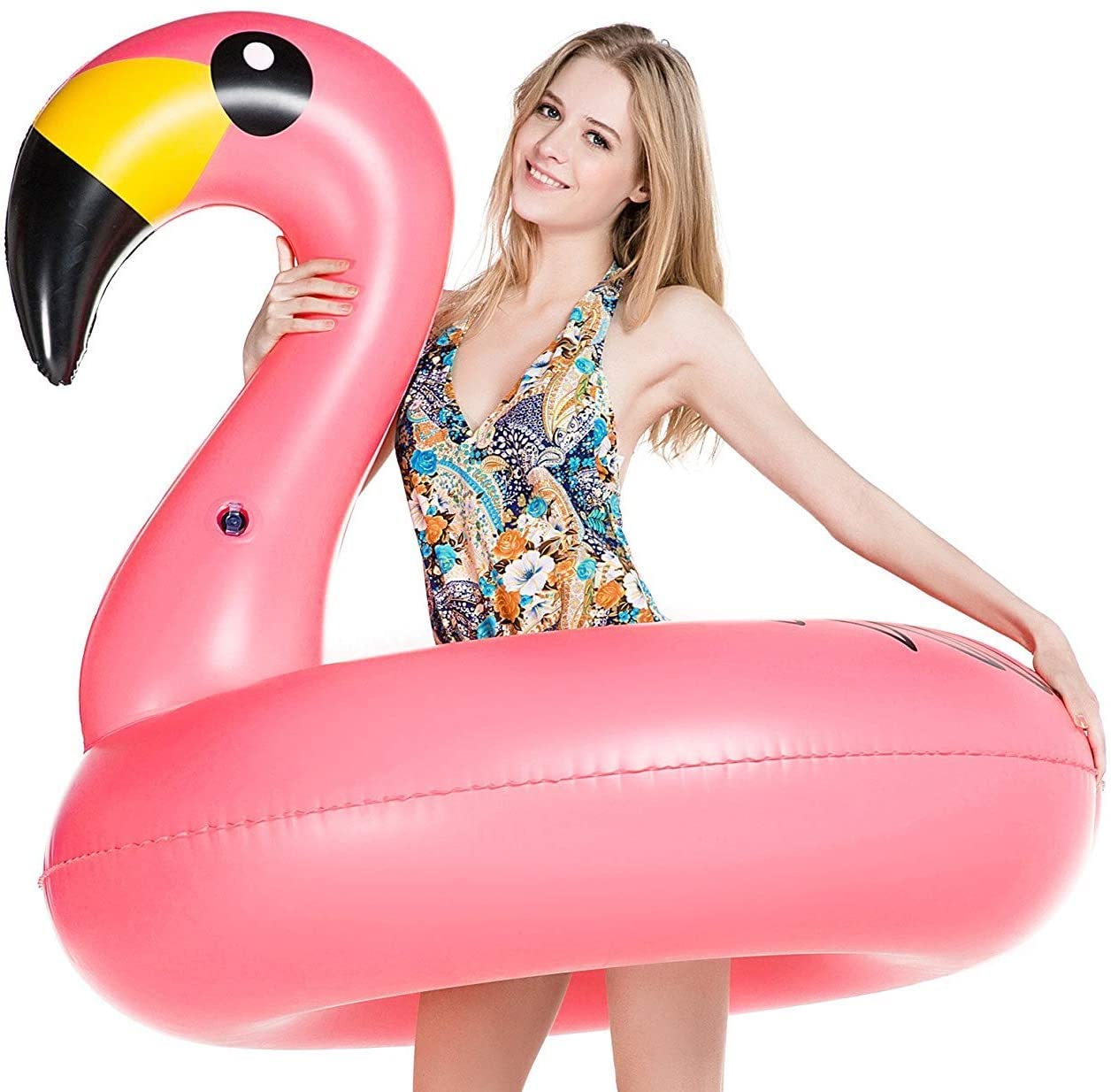 Jasonwell giant flamingo pool float side view lounging in style