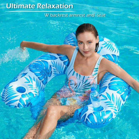 Jasonwell inflatable pool float chair 2-pack side view highlighting stability and ease of entry.