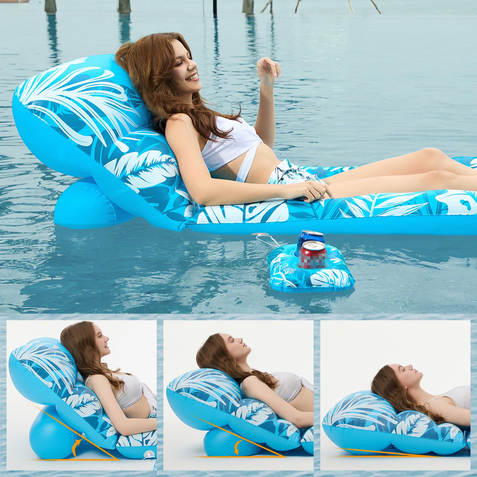 Jasonwell pool float with built-in drink holder for easy refreshment by the water