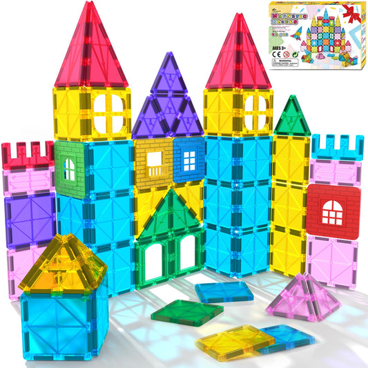 Jasonwell magnetic tiles promote colorful patterns and imaginative play.
