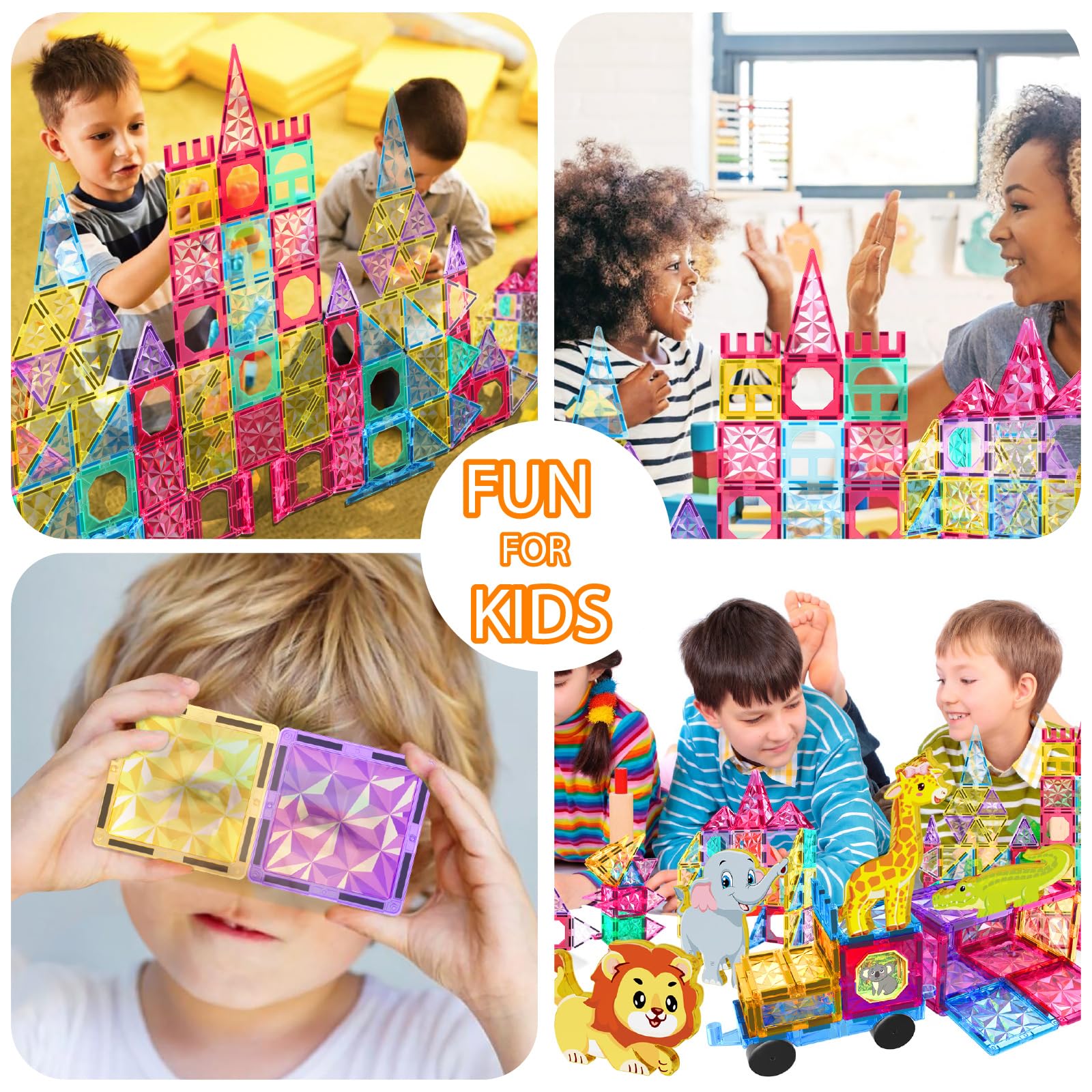 Jasonwell magnetic tiles compatible with similar-size tiles for expanded play.