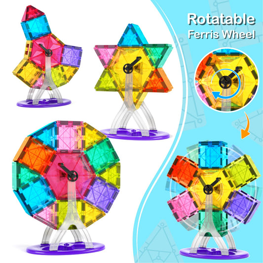 Jasonwell magnetic tiles create creative patterns to boost imagination and collaborative building