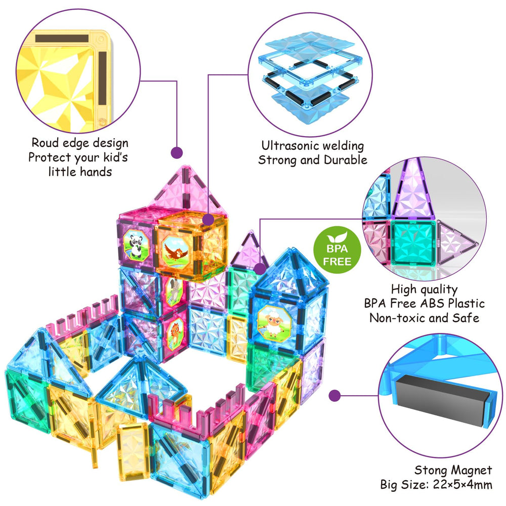 Jasonwell magnetic tiles with diamond surface boost pattern creation and design exploration.