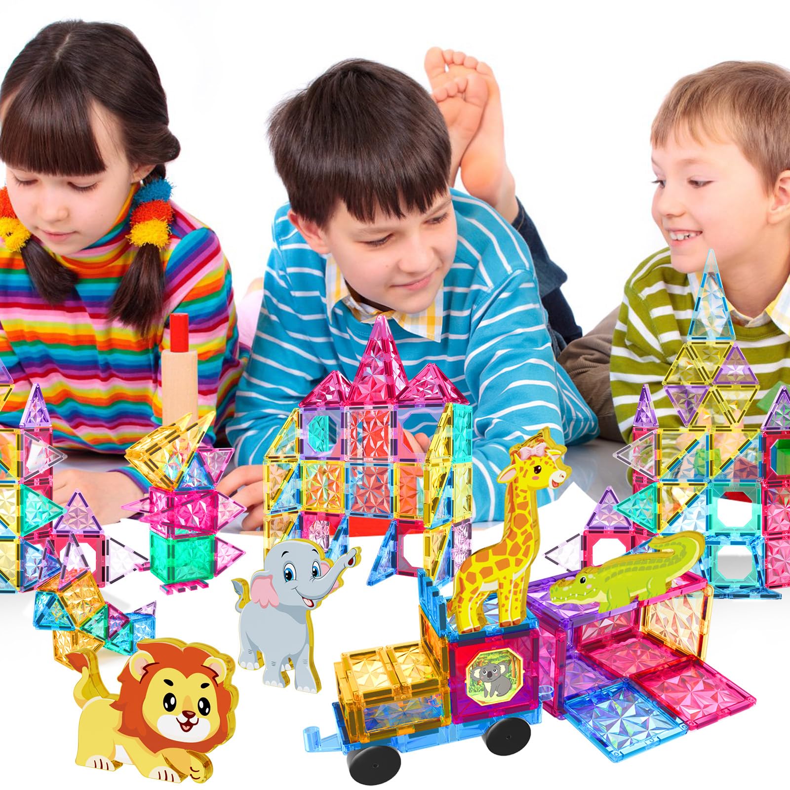 Jasonwell magnetic tiles encourage solo or group play for family bonding.
