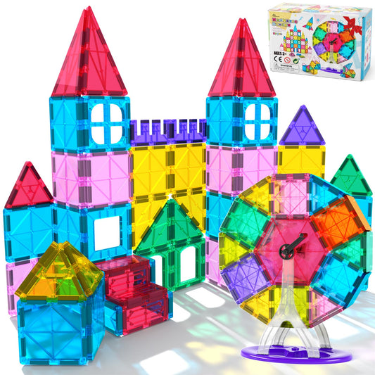 Jasonwell magnetic tiles Ferris wheel setup for imaginative play and fine motor skills