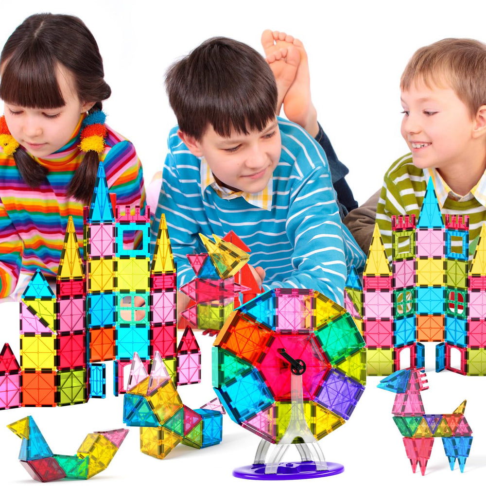 Jasonwell magnetic tiles use safe materials with rounded edges for kid-friendly use