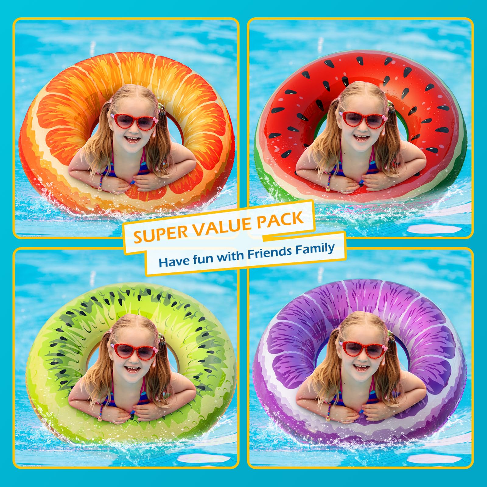 Jasonwell Orange pool float with bright hues for beach and pool parties