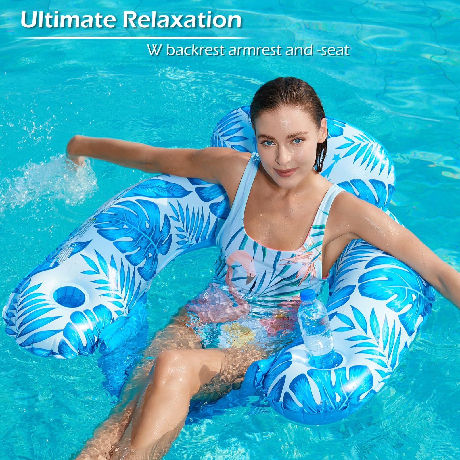 Jasonwell float chair with built-in cup holder keeps drinks close while you lounge.