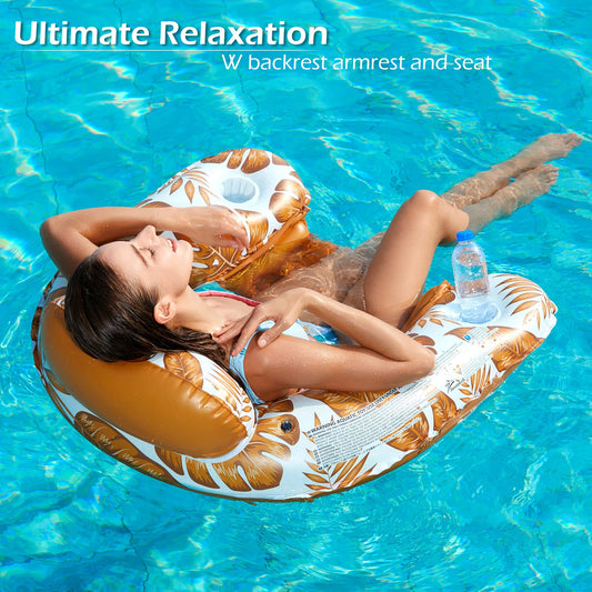 Jasonwell pool float chair with cup holders keeps drinks within reach during pool days