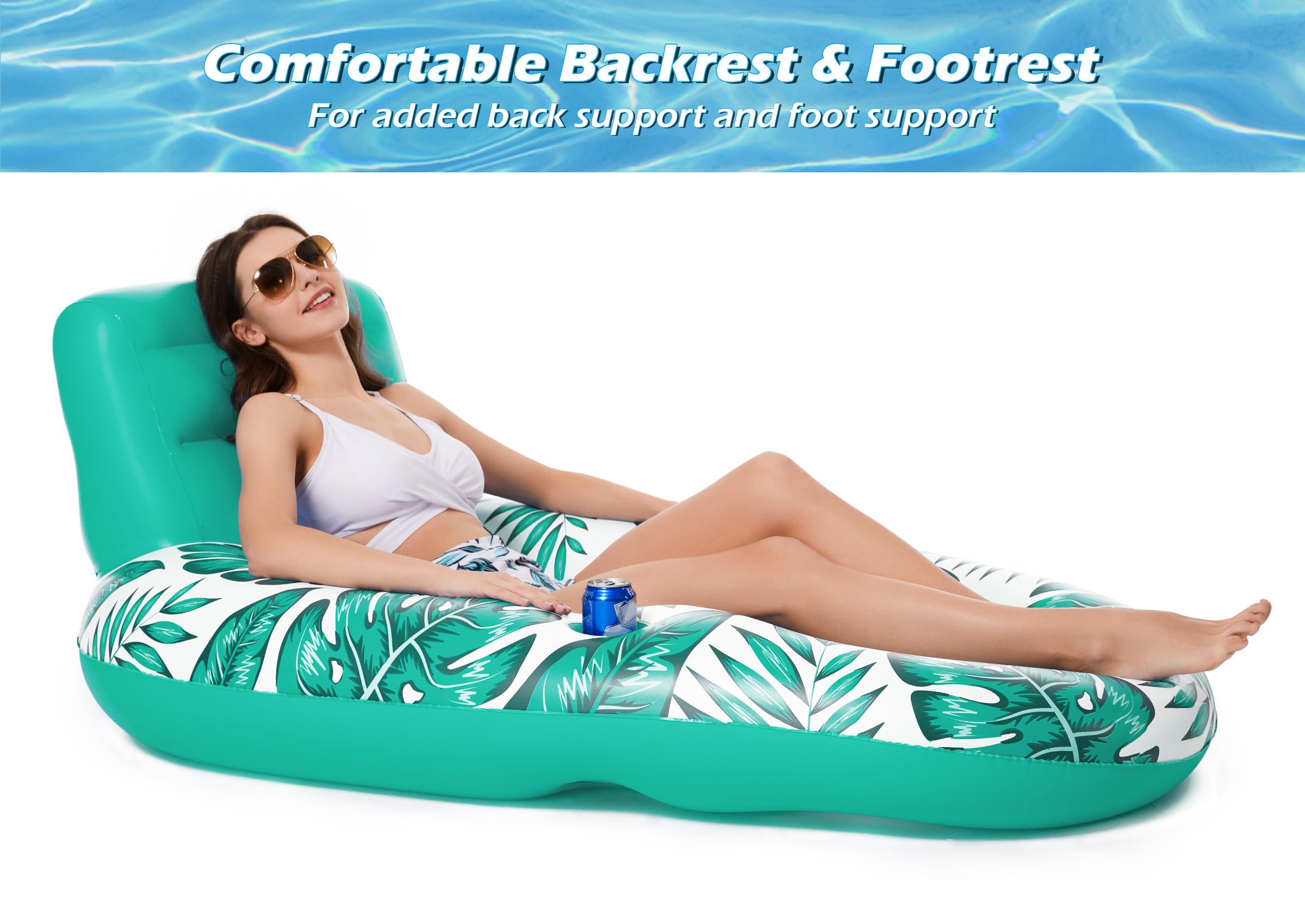 Jasonwell pool lounger with cup holders keeps drinks within reach for easy lounging.