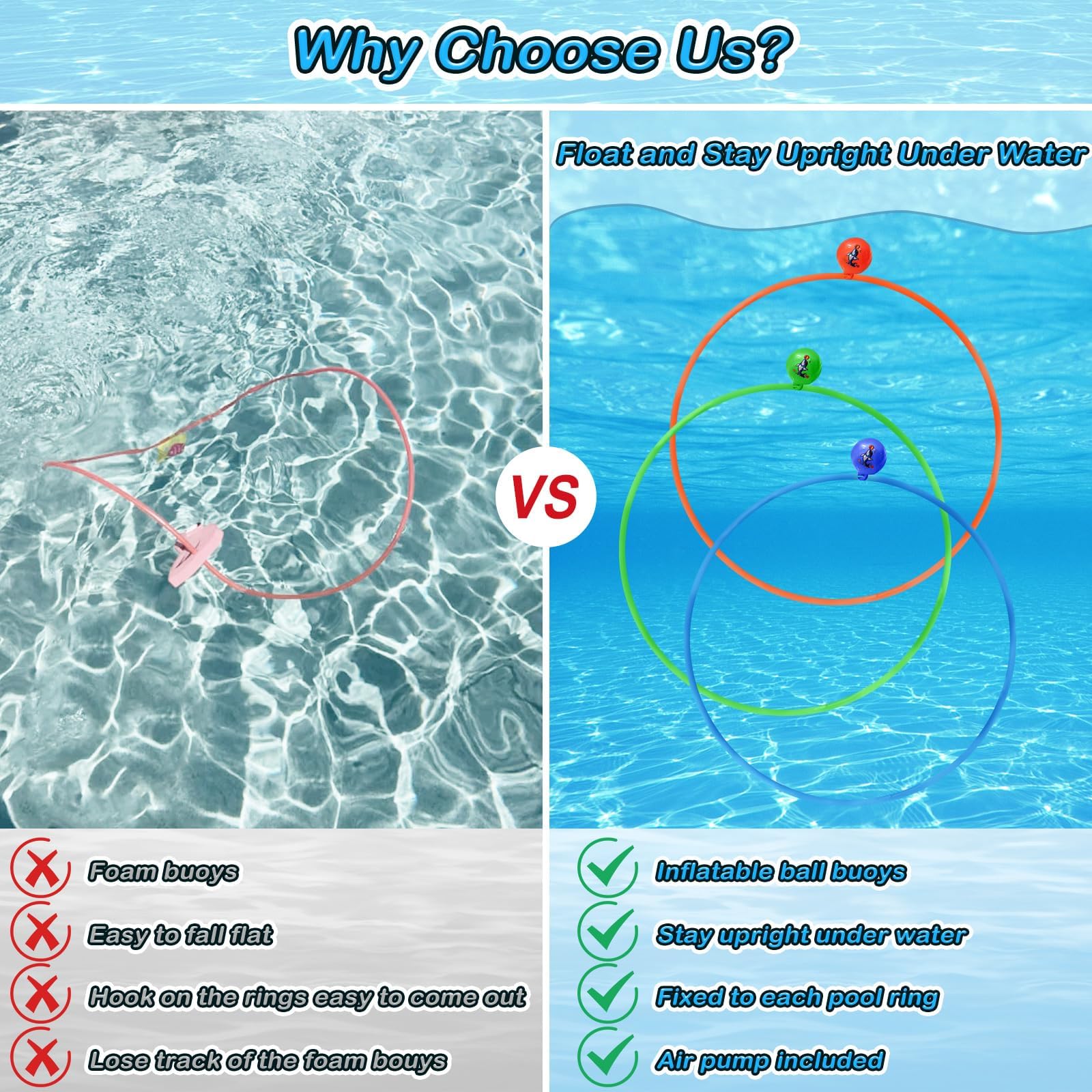 Jasonwell seaweed and dolphin buoys stand upright, aiding underwater treasure hunts