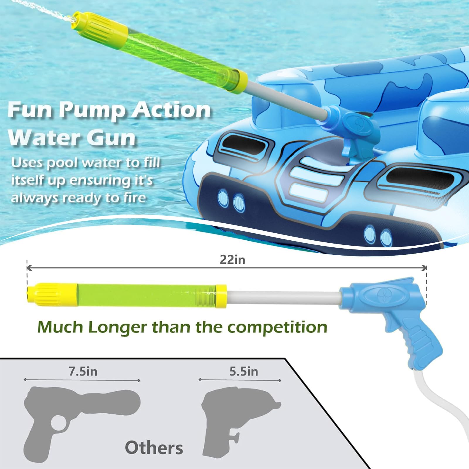 Jasonwell pump-action water gun ready to spray from the float