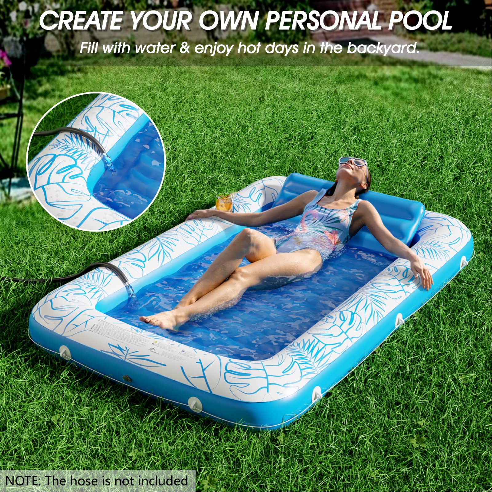 Jasonwell removable pillow provides neck support during sun lounging.
