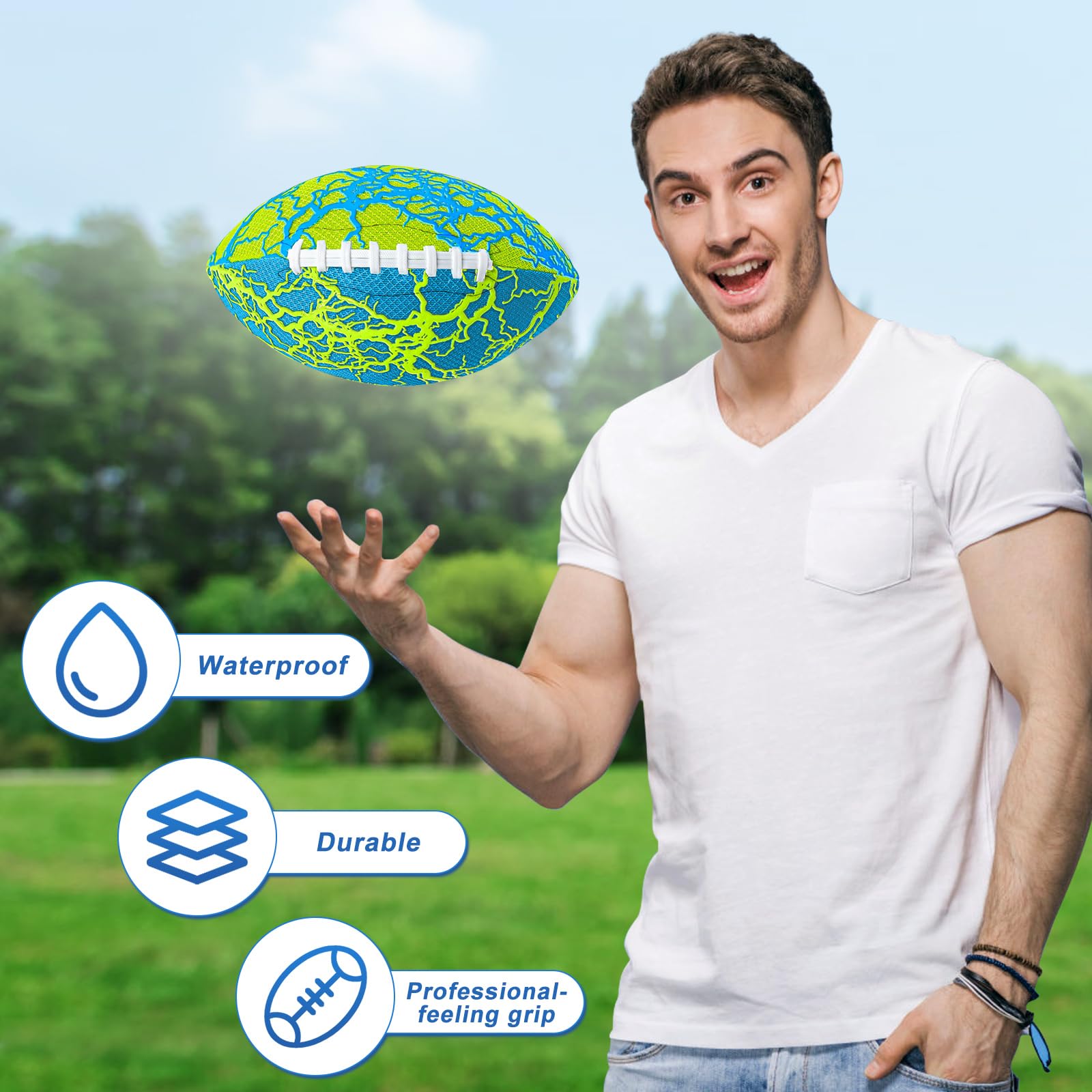 Jasonwell waterproof inflatable football close-up showing durable fabric.