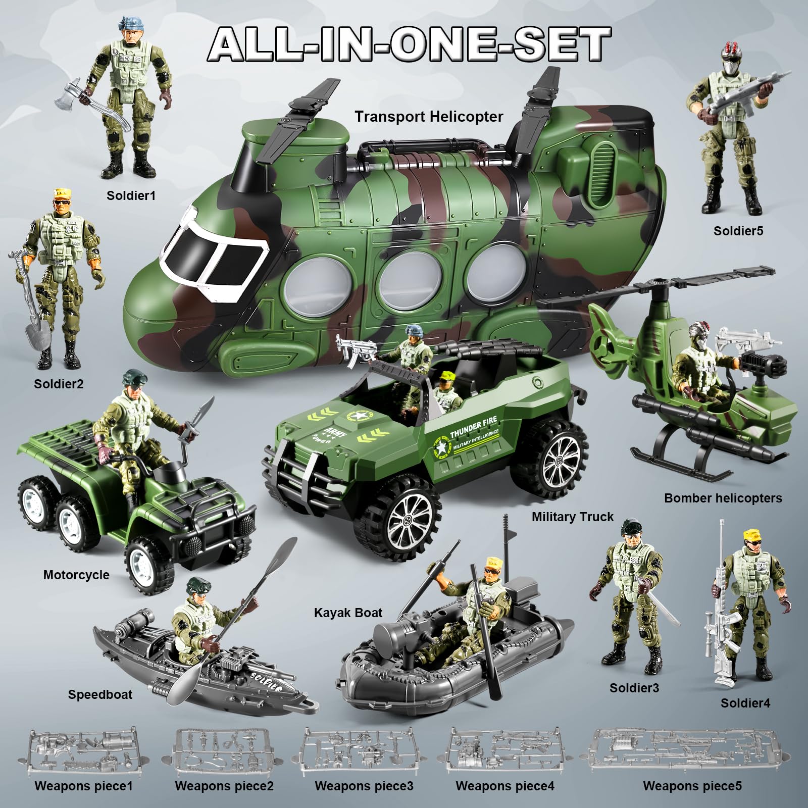 JASSKKBO 56-in-1 army kayak boat 2 enables two-player mission play