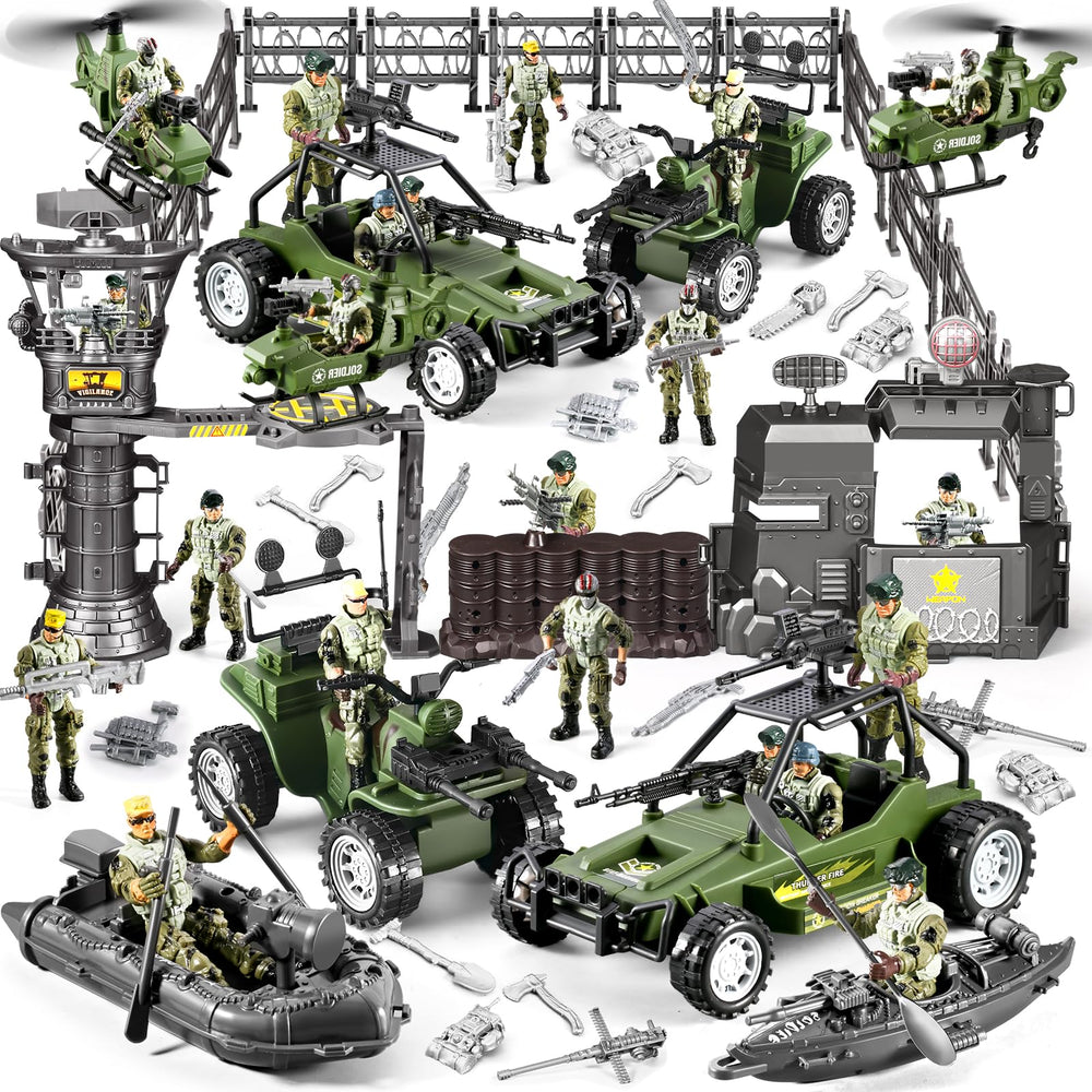 JASSKKBO army base and truck for durable, imaginative battles.