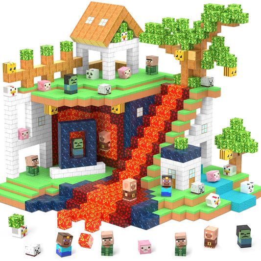 JauniQ Magnetic Blocks assembly scene boosts spatial thinking and fine motor skills.