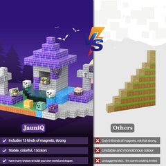 JauniQ magnetic blocks with a ghost piece support creative storytelling and collaboration