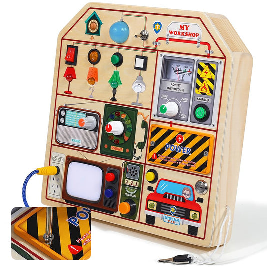 JAUNTY Montessori Busy Board with LED lamps sparks creative play and sensory exploration