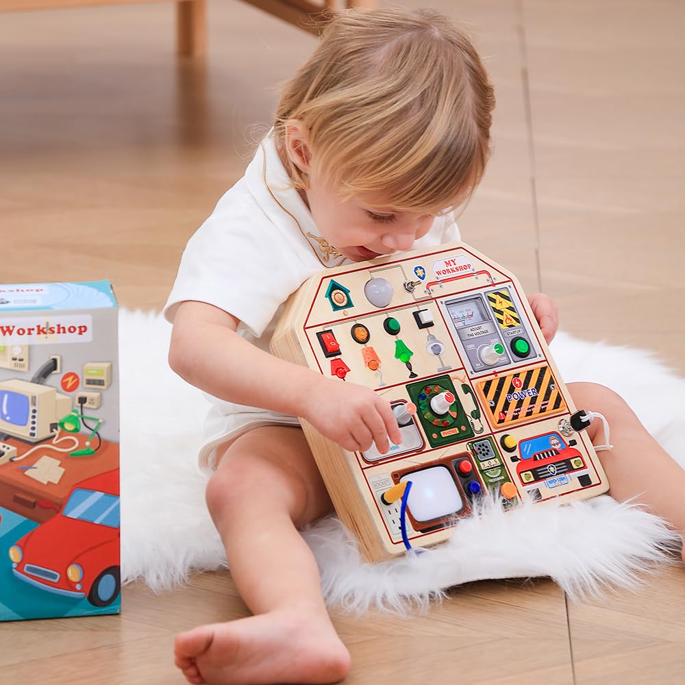 JAUNTY Busy Board socket and plug section builds fine motor skills through pretend setup