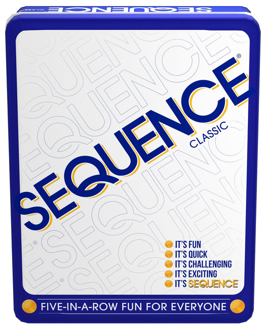 Jax Sequence in a Tin game board ready for quick family play