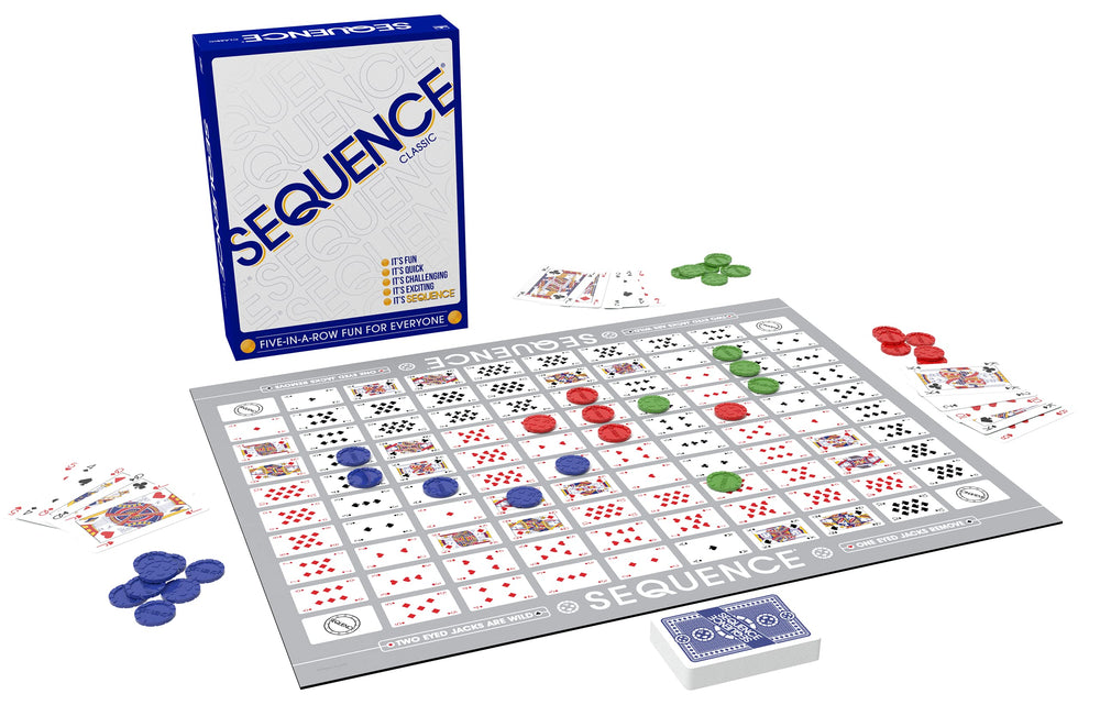 Jax SEQUENCE playing cards spread for strategic choices during a match.