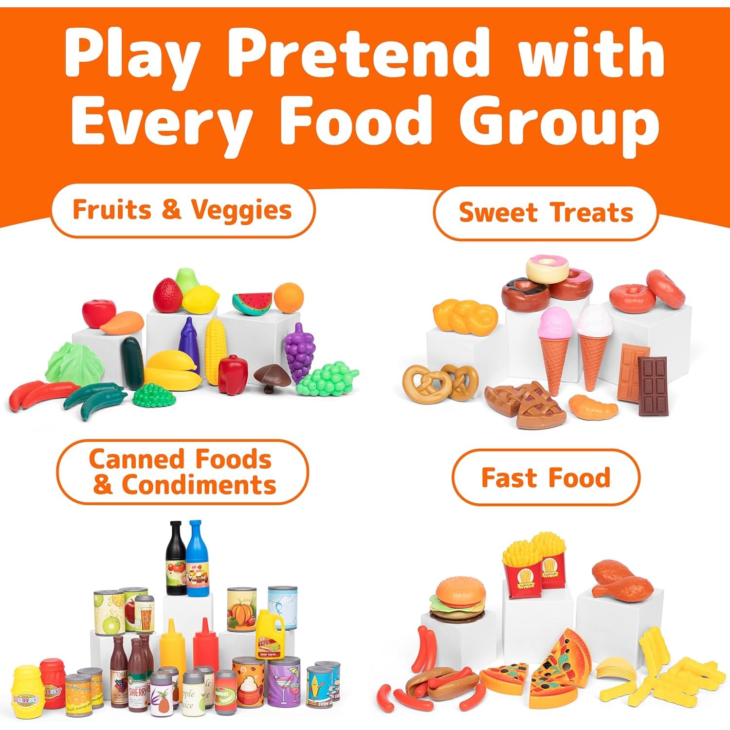JaxoJoy pretend food set banana piece enhances colorful pretend breakfasts and role-play.