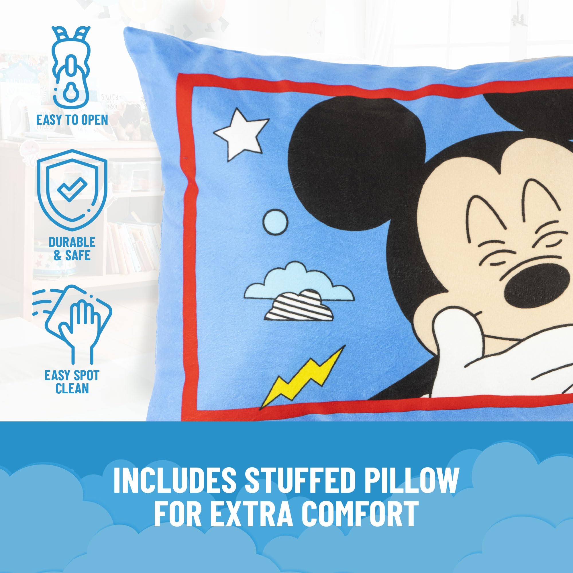 Jay Franco 17x11 pillow adds soft support during naps.