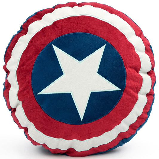 Jay Franco Marvel Captain America shield pillow front view adds playful color to kids' rooms.