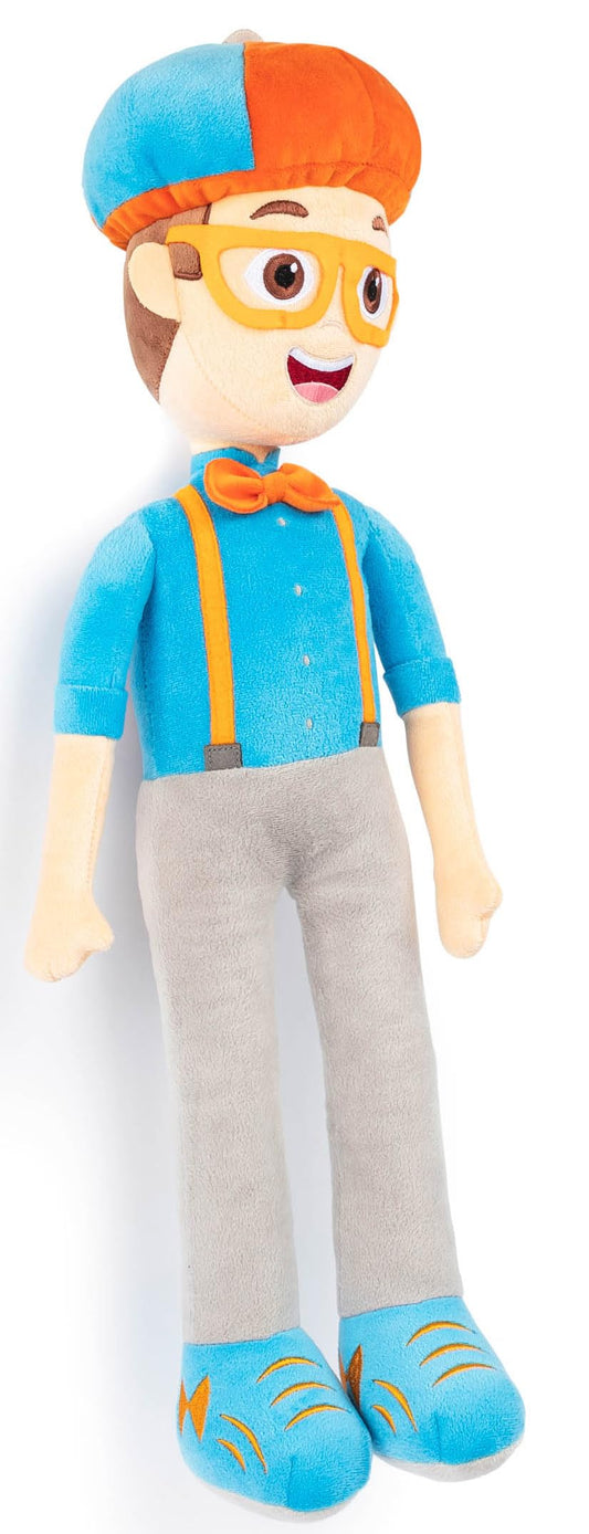 Jay Franco Blippi plush pillow buddy resting on a bed for cozy playtime support.