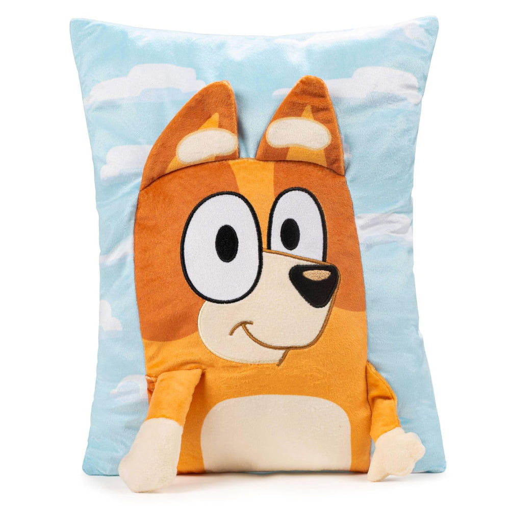 Jay Franco Bluey Bingo 3D Snuggle Pillow front view for cozy bedtime