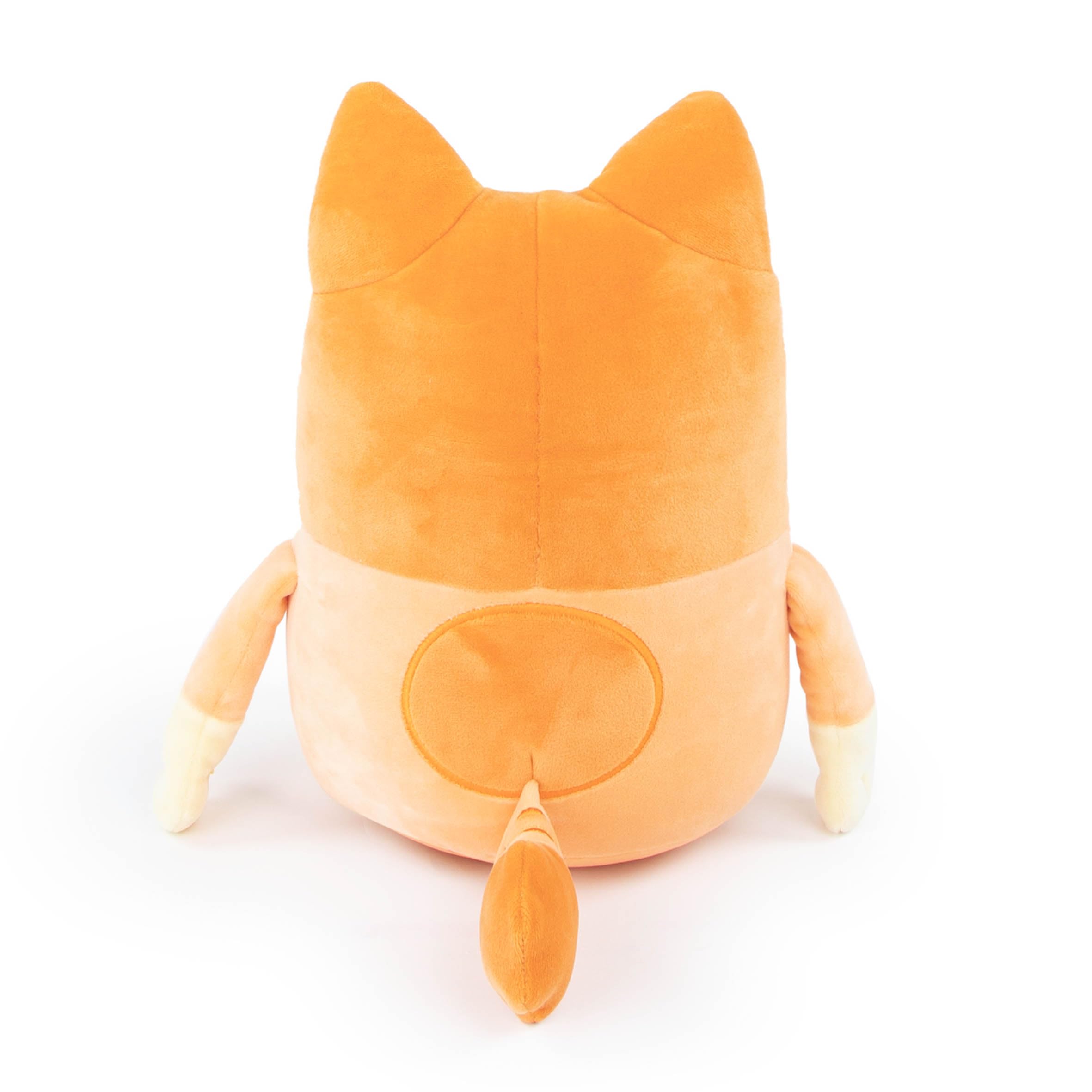 Close-up of Jay Franco Bluey Bingo pillow buddy’s plush textured fabric