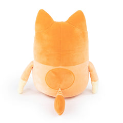 Close-up of Jay Franco Bluey Bingo pillow buddy’s plush textured fabric