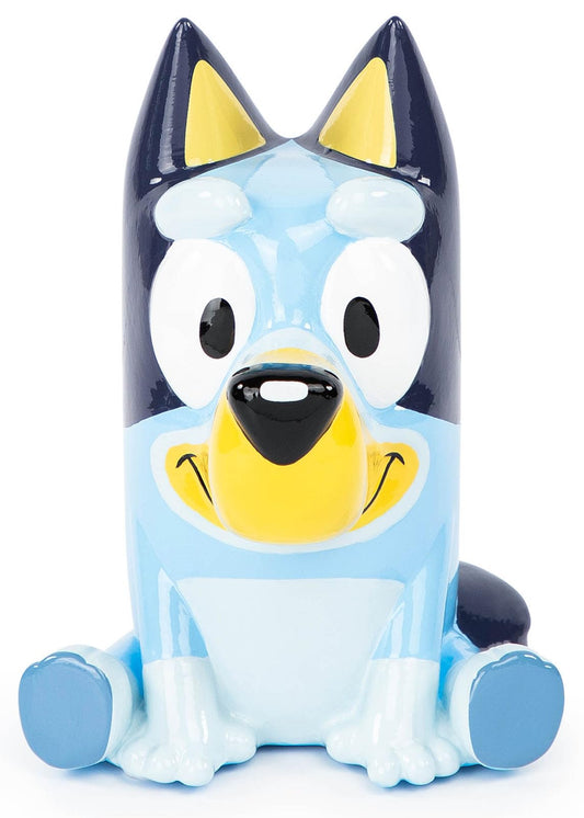 Bluey piggy bank on table by Jay Franco promotes daily savings