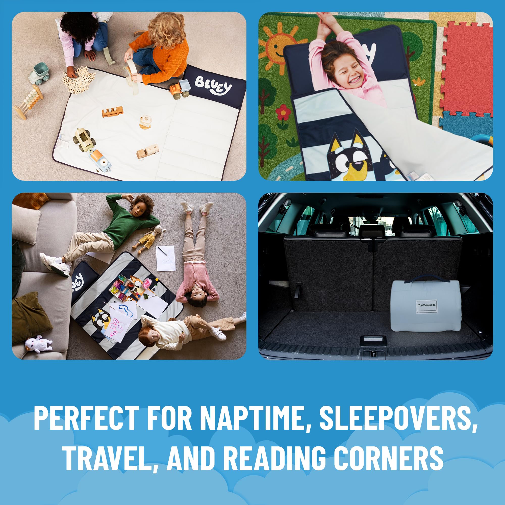 Jay Franco Bluey nap mat offers 46x20 sleeping surface for kids