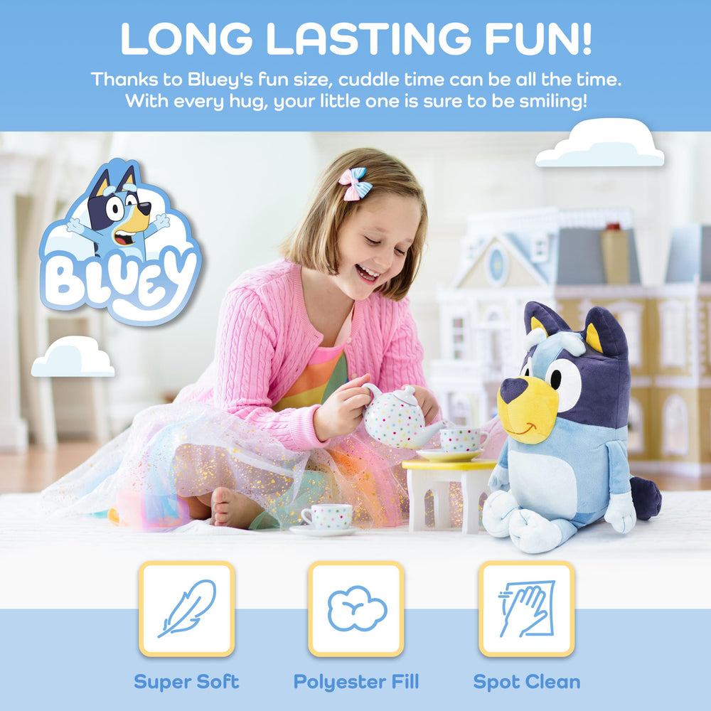 Jay Franco Bluey Pillow Buddy in bed promotes bedtime routines with soft comfort