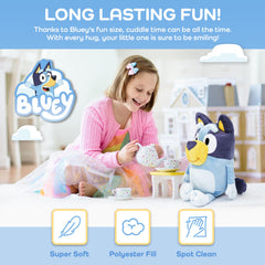 Jay Franco Bluey Pillow Buddy in bed promotes bedtime routines with soft comfort